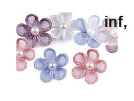 Aplique flor de organza con perla Ø2,5 cm