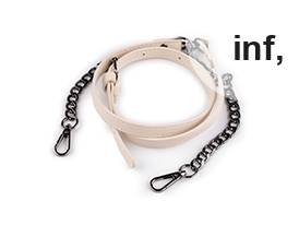 Correa/asa de cuero ecológico con cadena y mosquetones para bolso de mano, ancho 1,5 cm