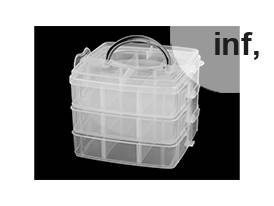 Caja/maletín de plástico de 3 pisos con asa